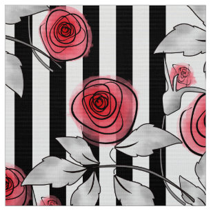 Red roses, watercolor roses fabric