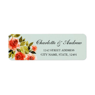 Red Roses Watercolor Wedding Return Address