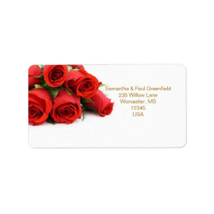 Red roses Wedding Address Avery Label