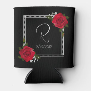 Red Roses Wedding Can Cooler
