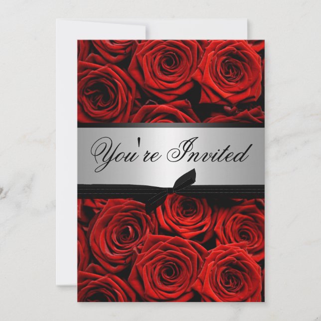 Red Roses Wedding Custom Invitations (Front)