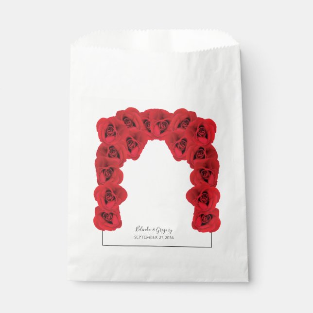 Red Roses Wedding  Favour Bags (Front)