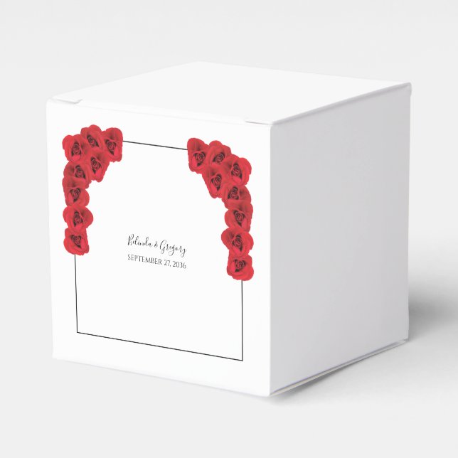 Red Roses Wedding  Favour Box (Front Side)