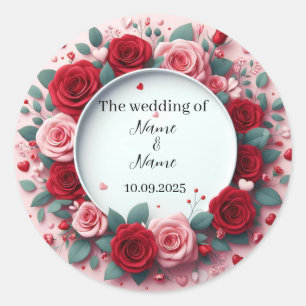 Red roses wedding flavour stickers
