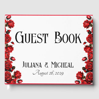 Red Roses wedding Guest Book