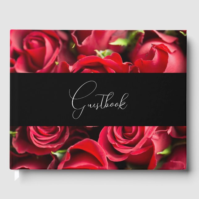 Red Roses Wedding Guest Book (Front)
