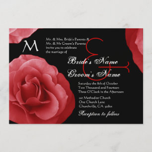 Red Roses Wedding Invitation Metallic
