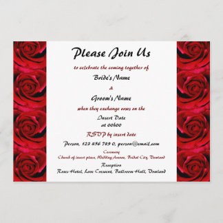 red roses wedding invitations - customisable