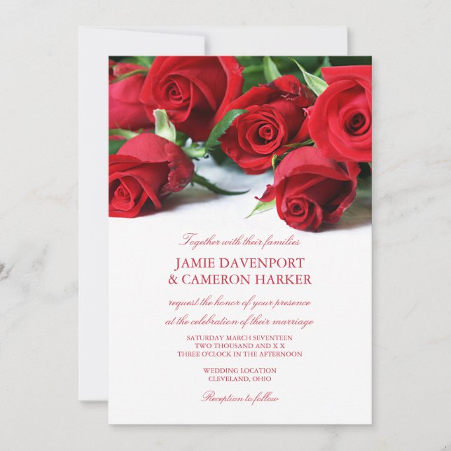 Red Roses Wedding Invite (Front)