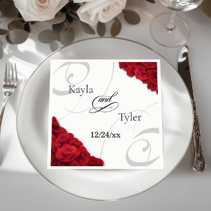 Red Roses Wedding Napkin