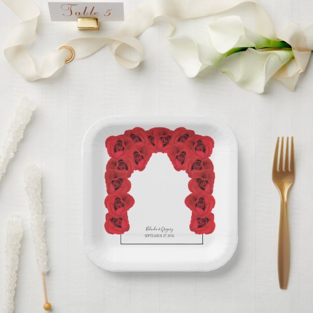 Red Roses Wedding  Paper Plate (Wedding)