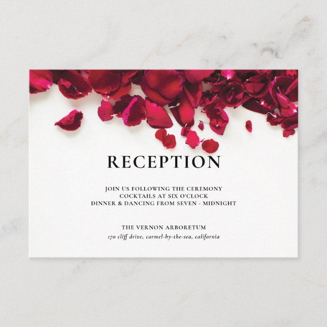Red Roses Wedding Reception Enclosure Card (Front)
