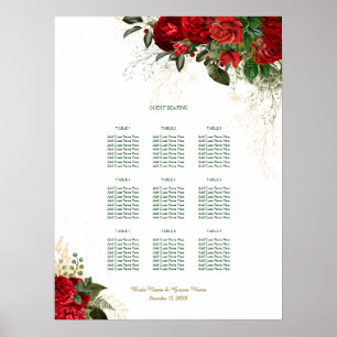 Red Roses Wedding Reception Seating Chart