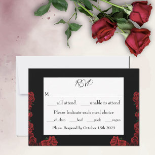 Red Roses Wedding RSVP Card