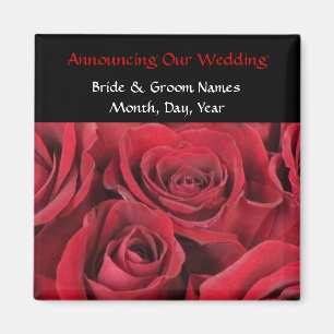 Red Roses Wedding Save the Date Magnet