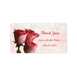 Red roses Wedding Thank you Address Label