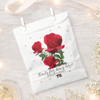 Red Roses Wedding Thank You Favour Bags
