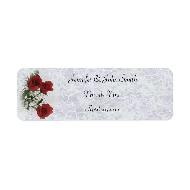 Red Roses Wedding Thank You Label (Front)