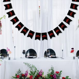 Red Roses White Black Elegance Timeless Bunting