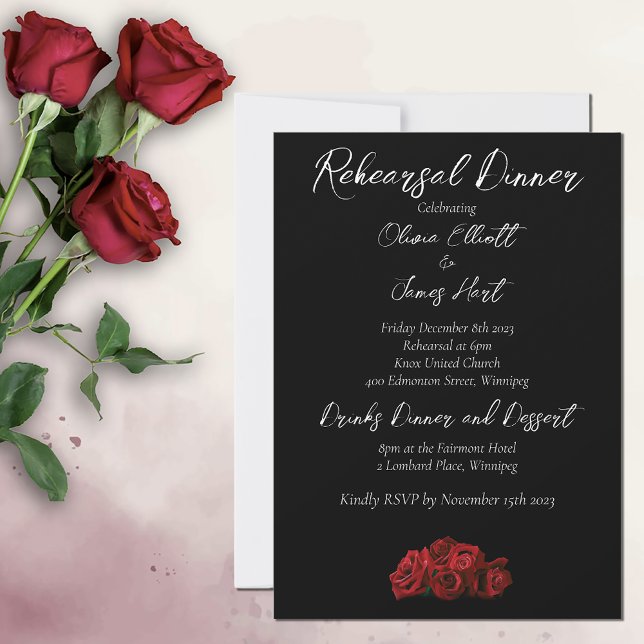 Red Roses White Black Elegance Timeless Invitation (Creator Uploaded)