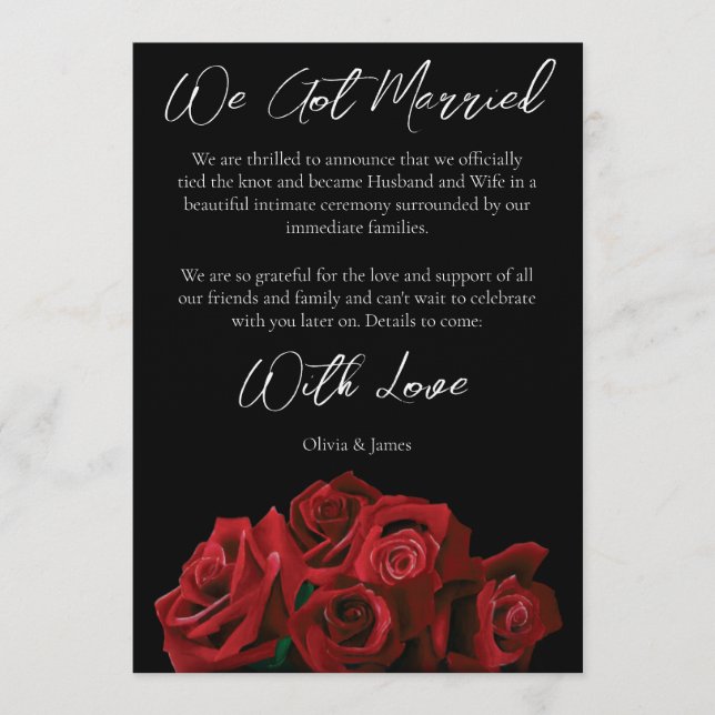 Red Roses White Black Elegance Timeless Invitation (Front)