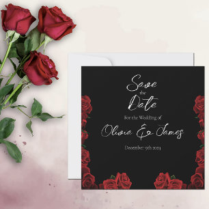 Red Roses White Black Elegance Timeless  Save The Date