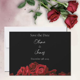 Red Roses White Black Elegance Timeless  Save The Date