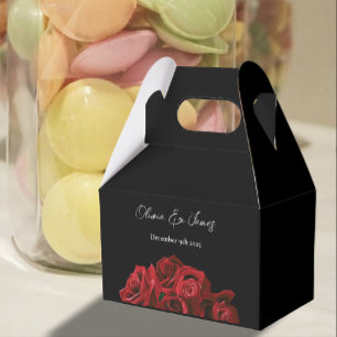 Red Roses White black Favour Box