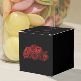 Red Roses White Black Wedding Favour Box