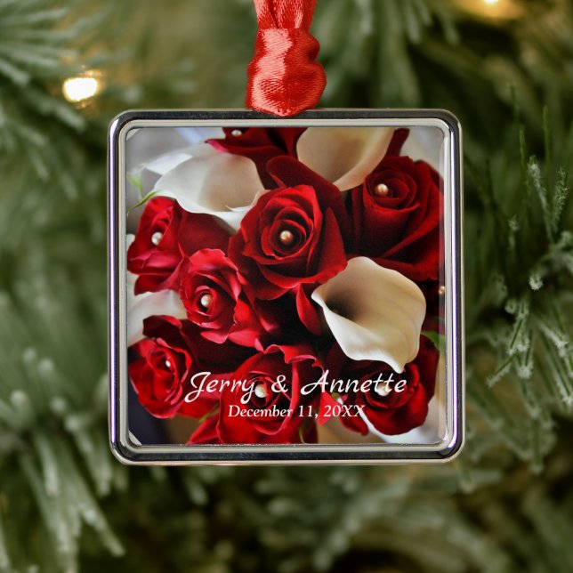 Red Roses White Calla Lily Floral Flowers Custom Metal Tree Decoration (Tree)