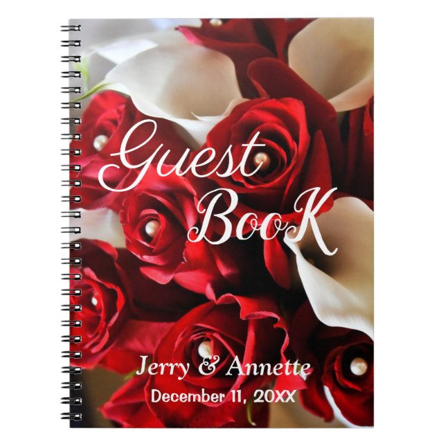 Red Roses White Calla Lily Flowers Guest Custom Notebook (Front)