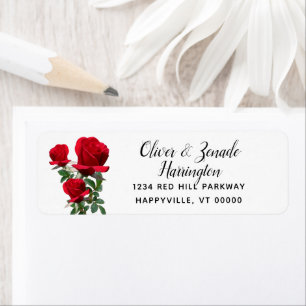 Red Roses White Return Address Labels