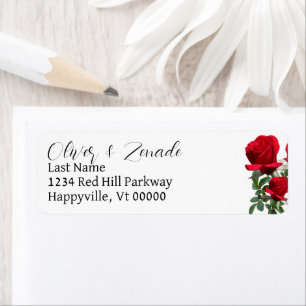 Red Roses White Return Address Labels