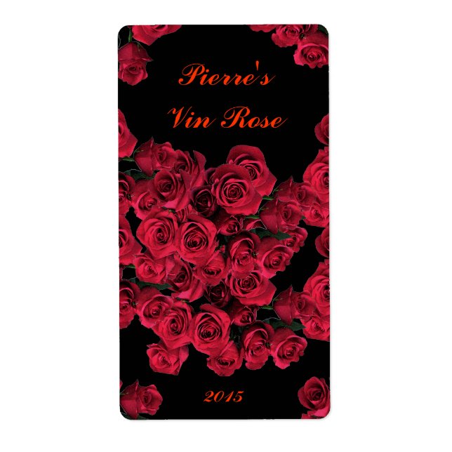 Red Roses Wine Label (Front)
