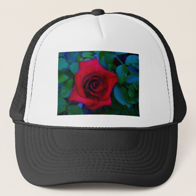 Red Roses with blue tones Trucker Hat (Front)