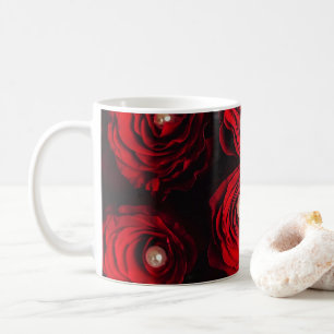 Red Roses with Pearls Coffee Mug