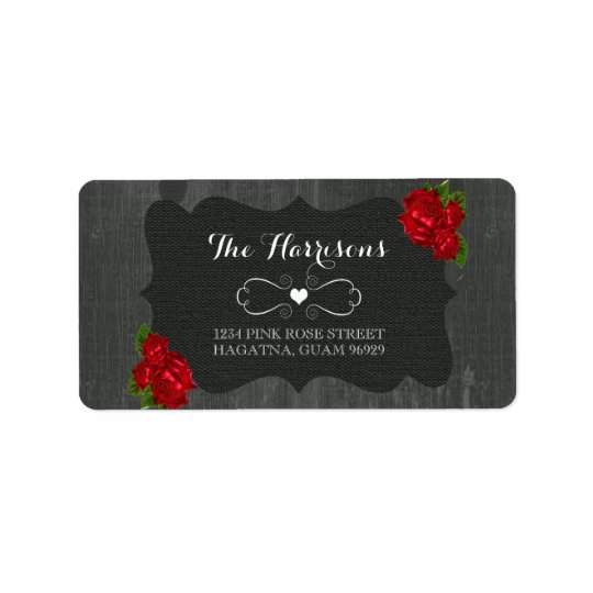 Red Roses Wood Gothic Wedding Address Labels