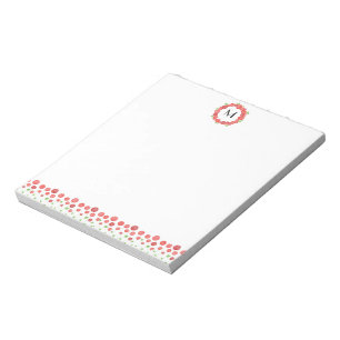 Red roses wreath monogram garden flowerbed notepad