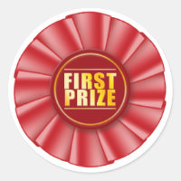 red rosette first prize sticker