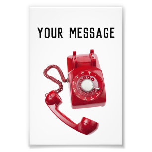 Red Rotary Phone Photo Print
