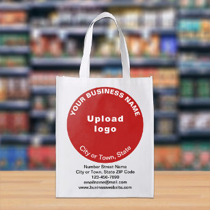 Red Round Business Brand on Single-Sided Print Reusable Grocery Bag