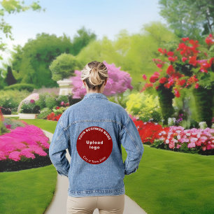Red Round Business Brand on Women's Denim Jacket