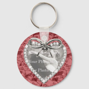 Red Round Diamond Heart Frame Keychain