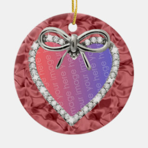 Red Round Diamond Heart Frame Ornament