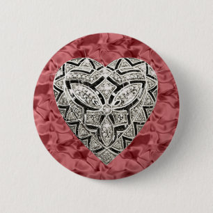 Red Round Elegant Designer Heart Button