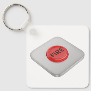Red round fire button key ring