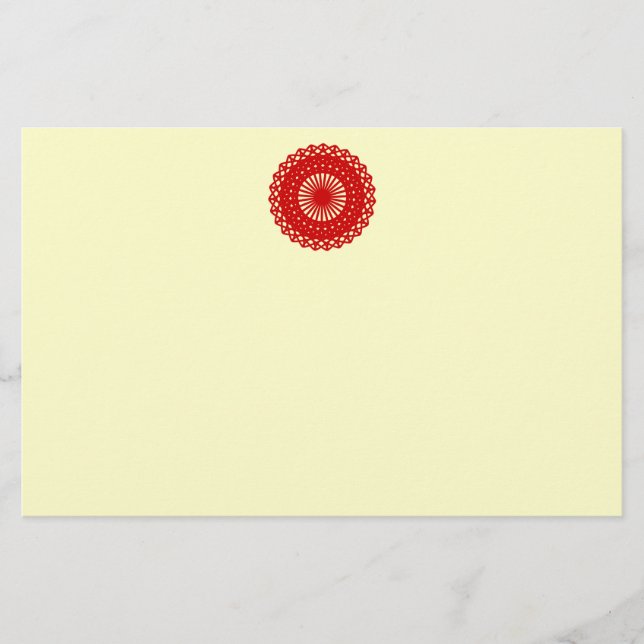 Red Round Lace Pattern Graphic. (Front)