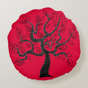 Red Round Pillow Tree of Life - Choose Colours