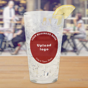 Red Round Shape Business Brand on Glass Cup
