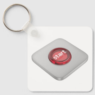 Red round start button key ring